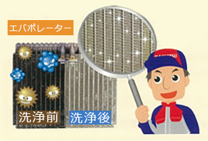 エバポレーター洗浄前・洗浄後比較